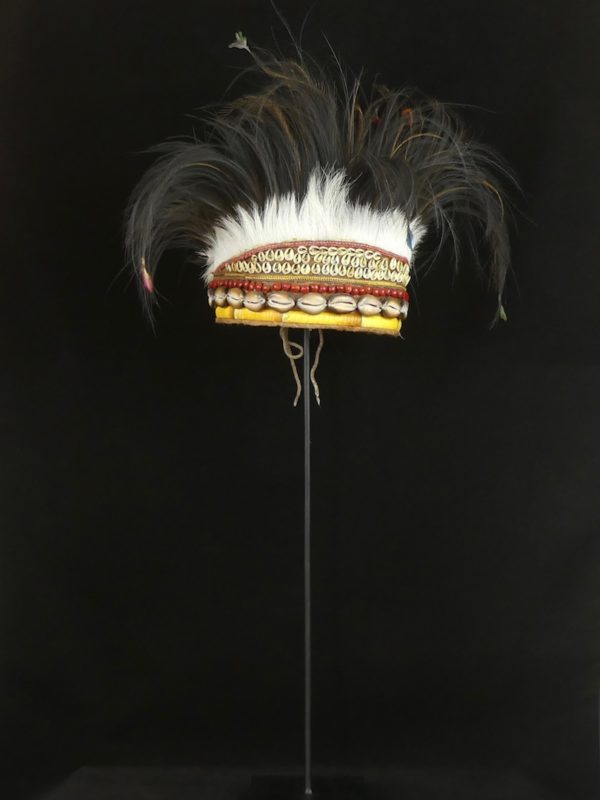 Coiffe en plumes Papou sur pied