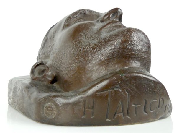 Masque mortuaire en bronze (cachet signature)