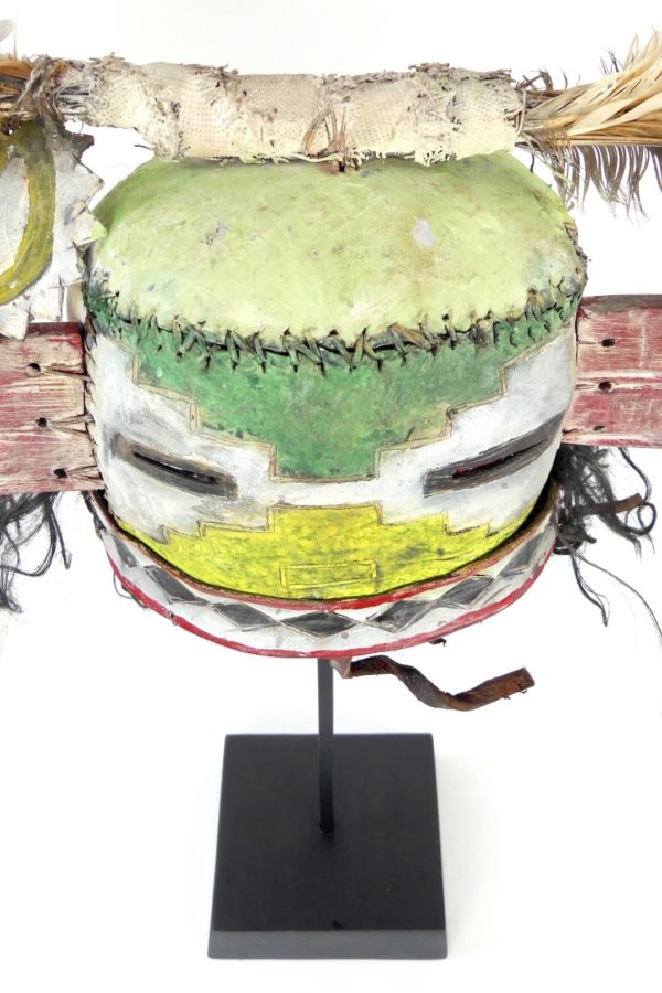 Masque heaume Hopi Kachina vert (dessus)