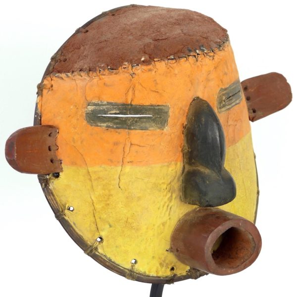 Masque Hopi orange et jaune (3/4 détail)