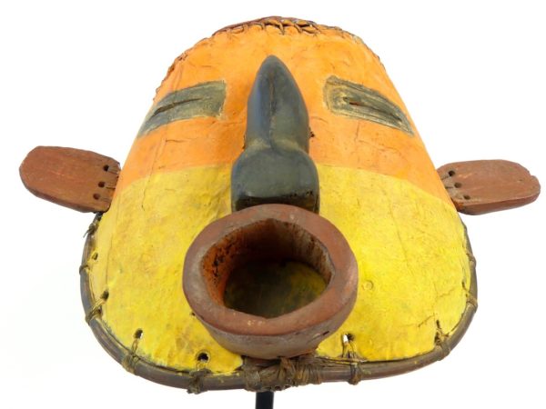 Masque Hopi orange et jaune (détail)