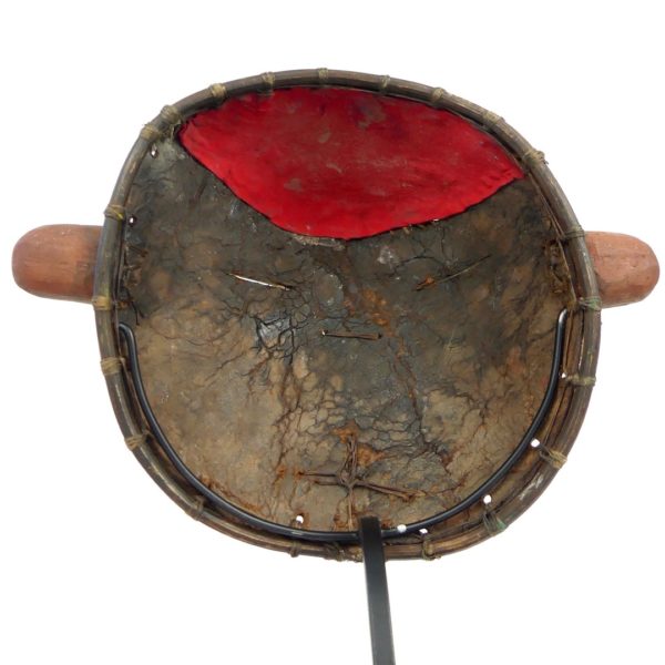 Masque Hopi orange et jaune (détail dos)