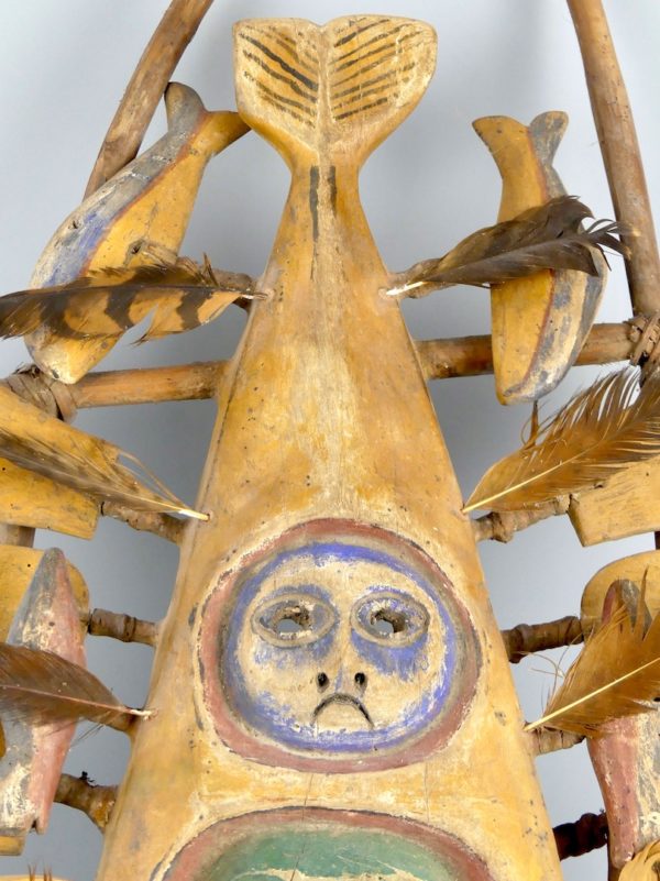 Grand masque Yupik Esprit poisson (détail)