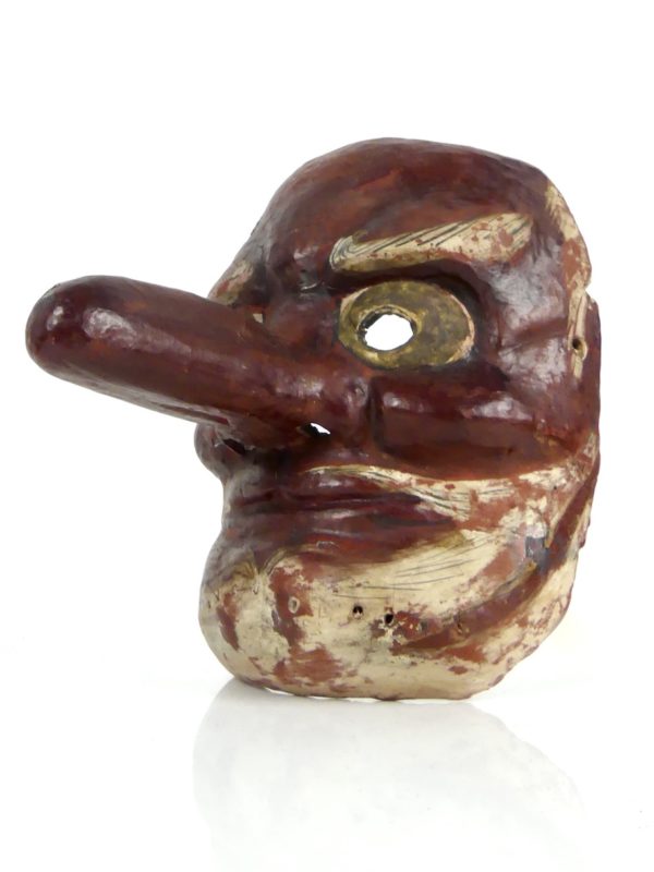 Masque ancien Tengu en bois (3/4)