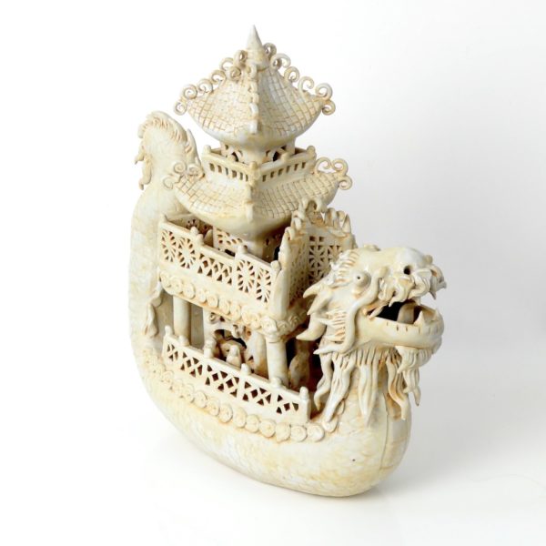 Céladon chinois jonque dragon et pagode (3/4)