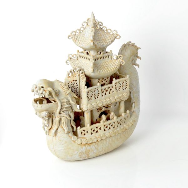 Céladon chinois jonque dragon et pagode (3/4-2)