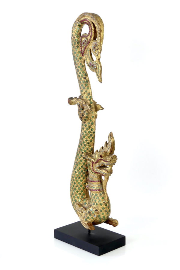 Nâga de temple 2 en bois doré (3/4-2)