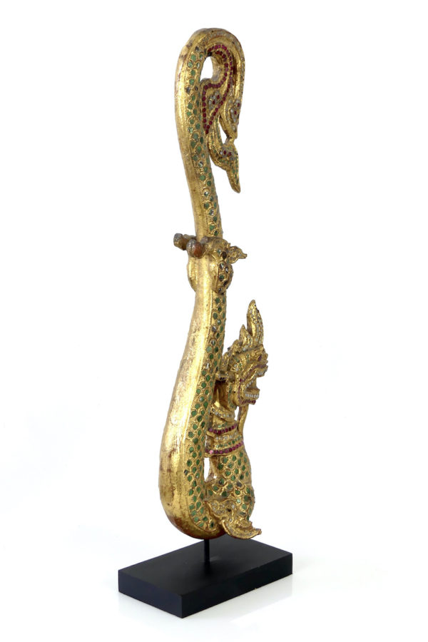 Nâga de temple 2 en bois doré (3/4 dos)