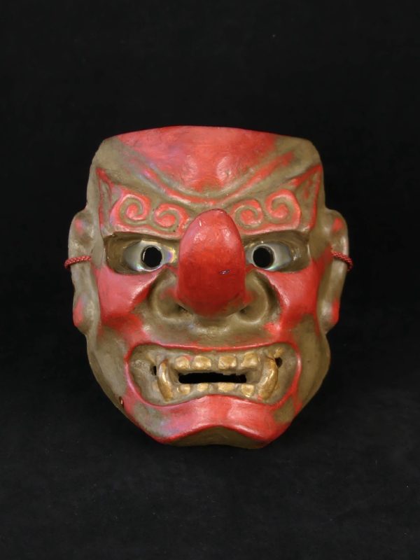 Masque ancien Tengu en terre cuite