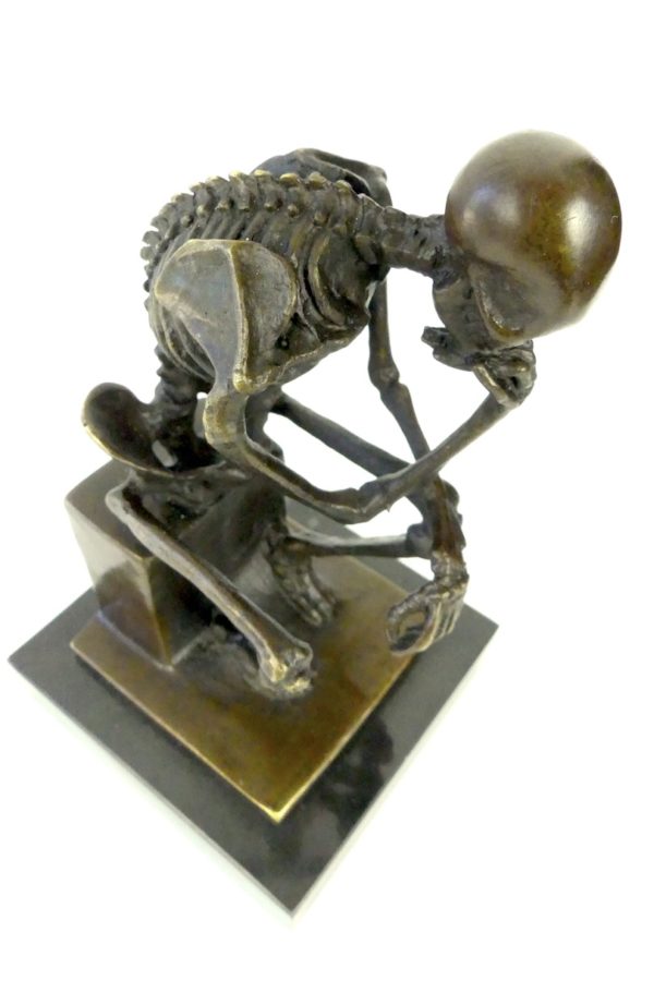 Petit bronze Squelette penseur de Milo (dessus 3/4)