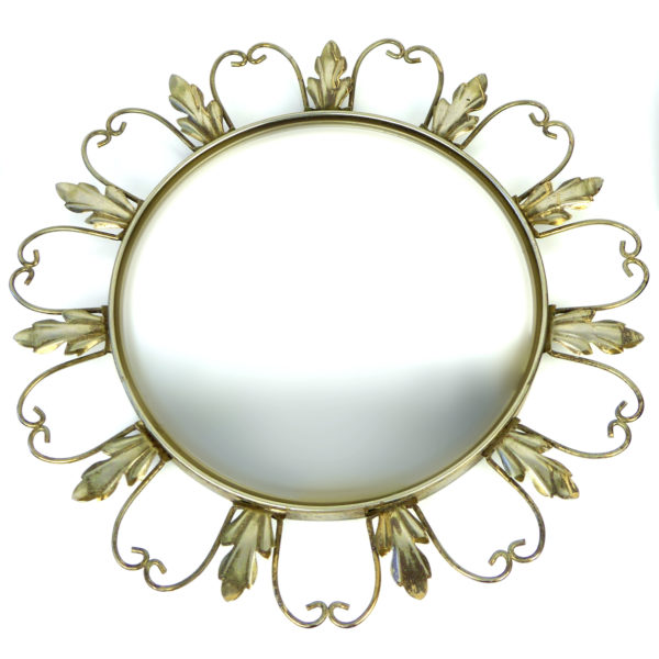 Miroir soleil aux feuilles d'acanthe en métal (face)