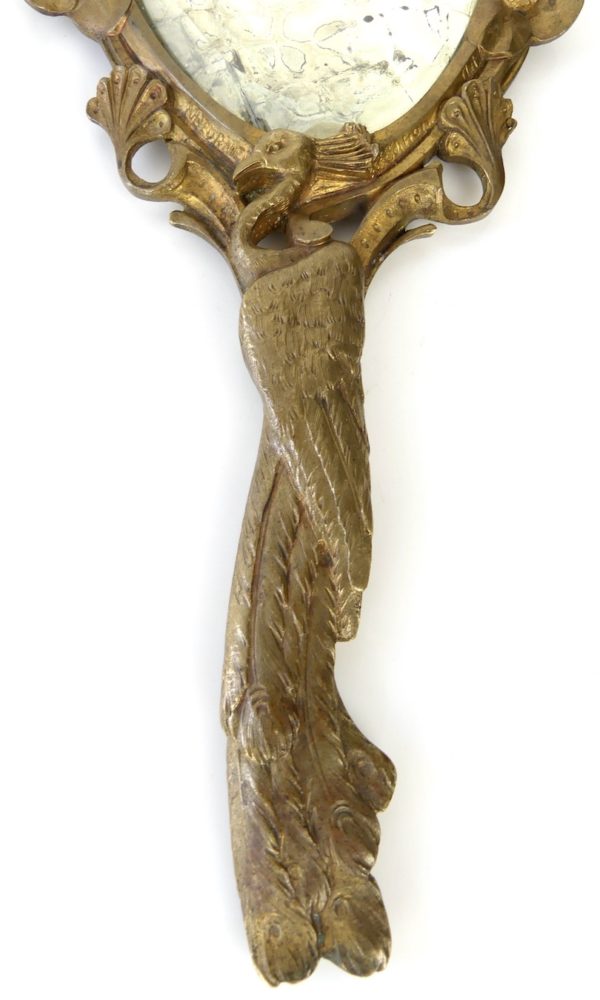 Miroir de poche Art Nouveau (détail paon)