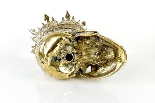 Crâne à la couronne royale en laiton (dessous)