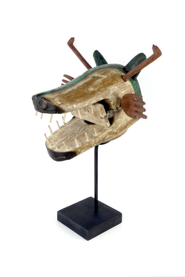 Masque de loup Yu’pik en bois (3/4)