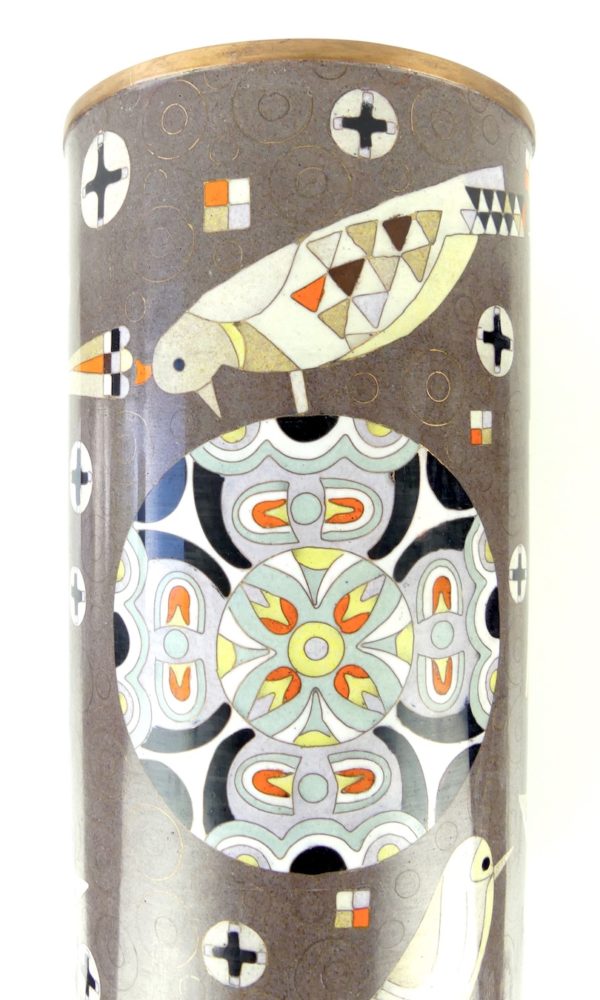 Pot en cloisonné Graphic Birds (détail)
