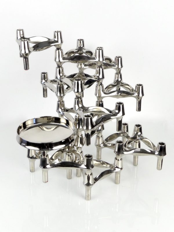 Set de 14 bougeoirs Fritz Nagel et coupelle