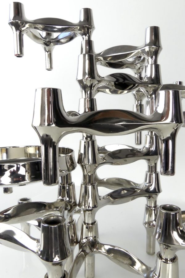 Set de 14 bougeoirs Fritz Nagel et coupelle (détail)