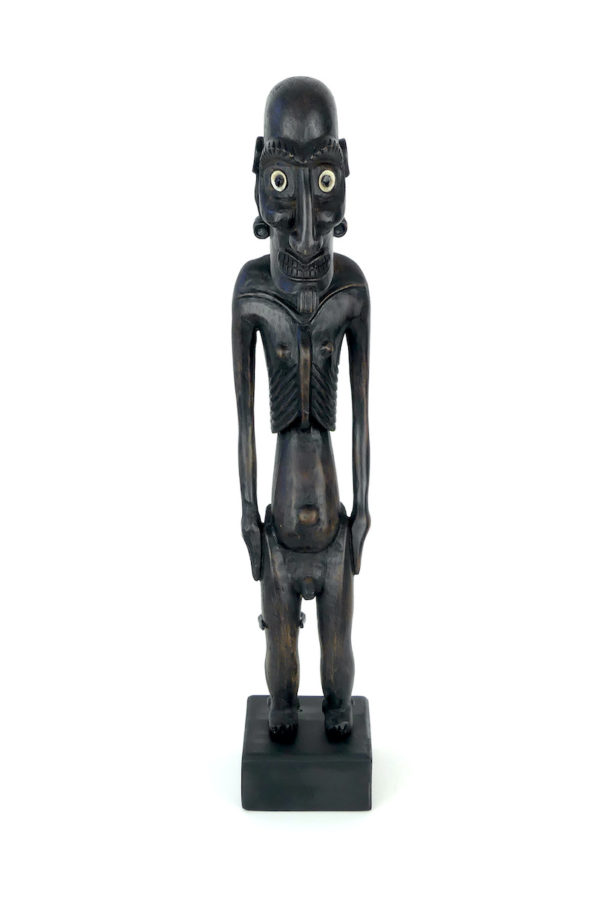 Moaï Kavakava sur socle en bois noirci (face)