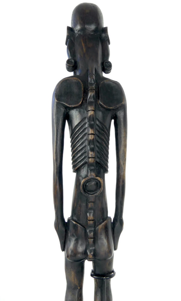 Moaï Kavakava sur socle en bois noirci (détail dos)