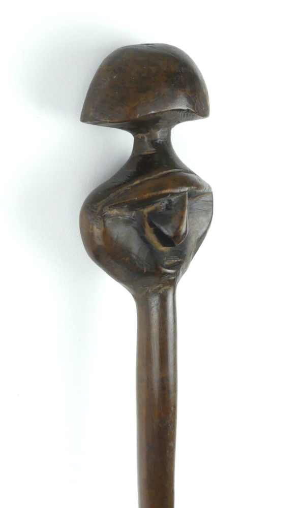 Massue Janus en bois Vanuatu (détail tête 3/4)