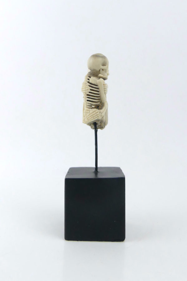 Memento Mori squelettes enlacés en bois de cerf (profil)