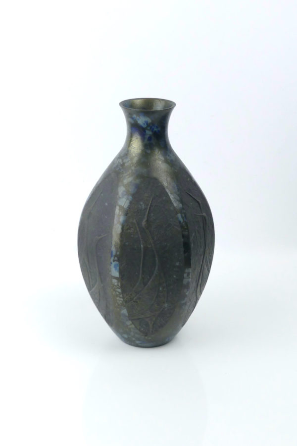 Vase en bronze grues par Takenaka Doki (face)