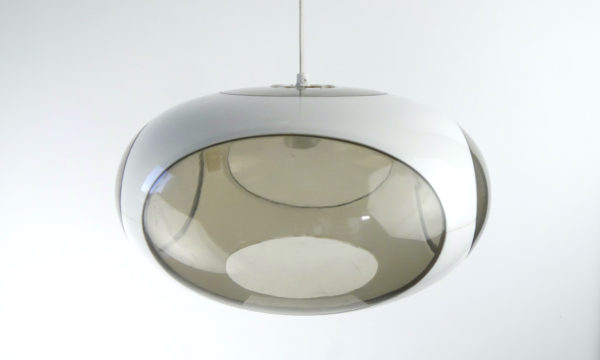 Lampe UFO blanc design Luigi Colani (suspendue profil)