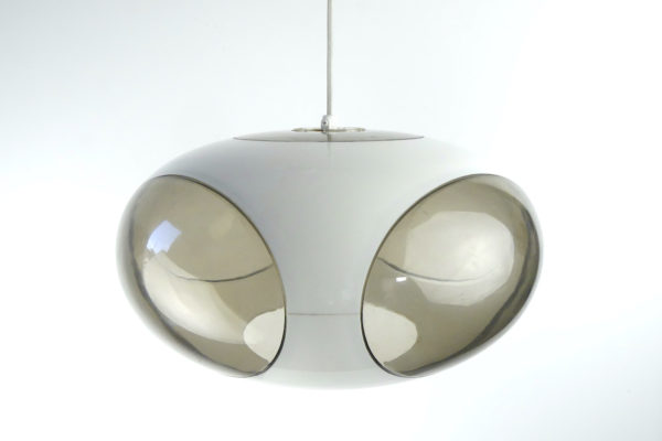 Lampe UFO blanc design Luigi Colani (suspendue face)