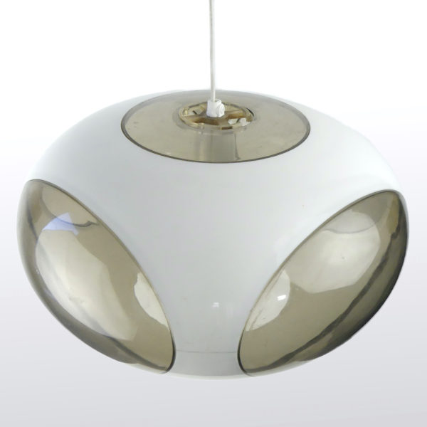Lampe UFO blanc design Luigi Colani (suspendue dessus)