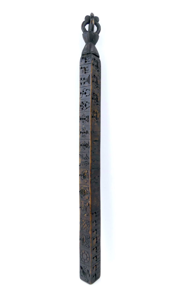 Zanpar tibétain ancien en bois gravé (3/4)