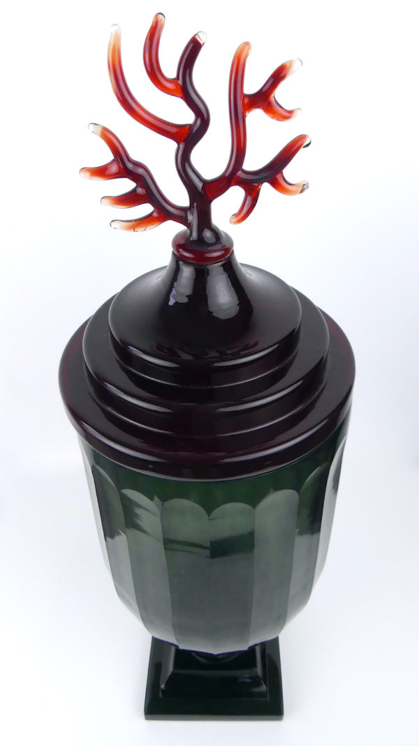 Drageoir corail en verre style Murano (dessous 3/4)