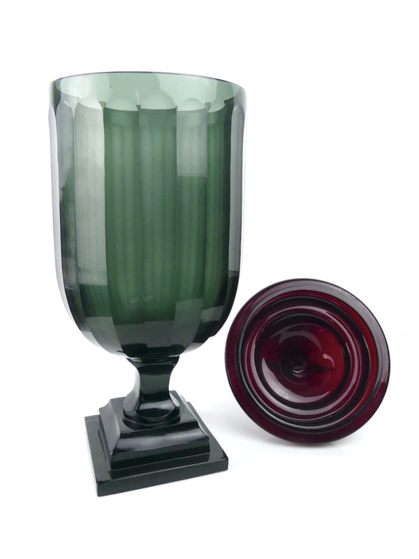 Drageoir corail en verre style Murano (coupe et couvercle)