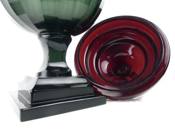 Drageoir corail en verre style Murano (coupe et couvercle)