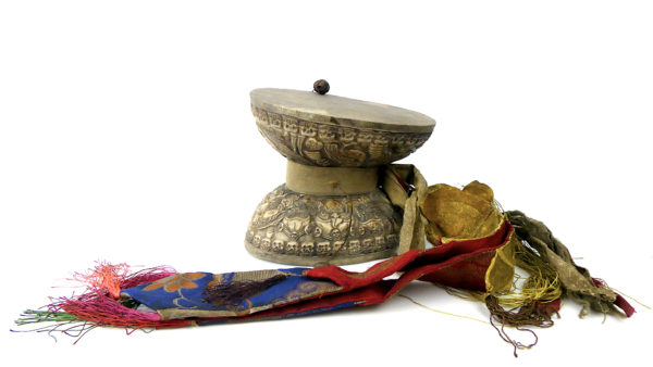 Tambourin Damaru Kapala tibétain ancien (profil)