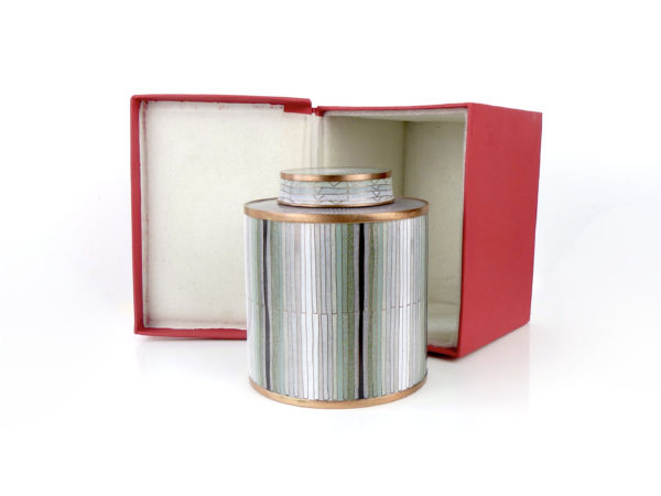 Pot à thé en cloisonné bambou vert de gris (boîte)