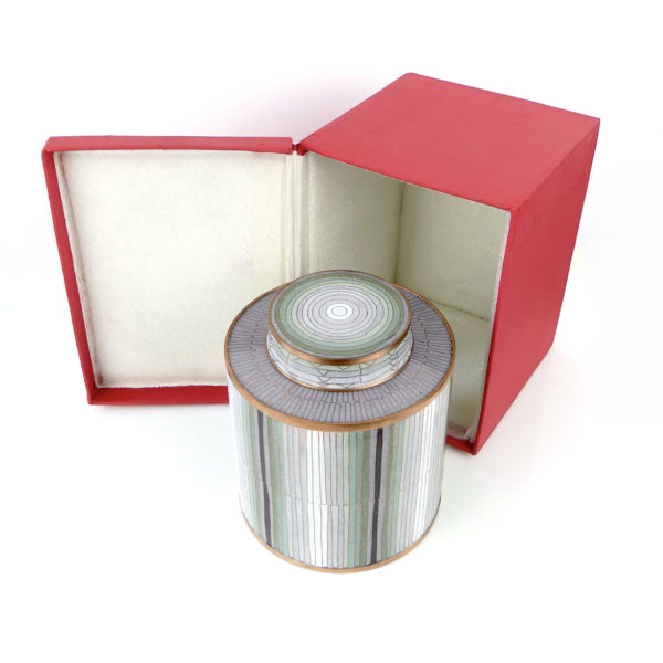 Pot à thé en cloisonné bambou vert de gris (boîte dessus)