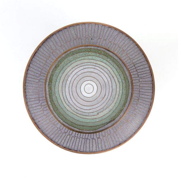 Pot à thé en cloisonné bambou vert de gris (dessus)