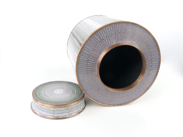 Pot à thé en cloisonné bambou vert de gris (ouvert)