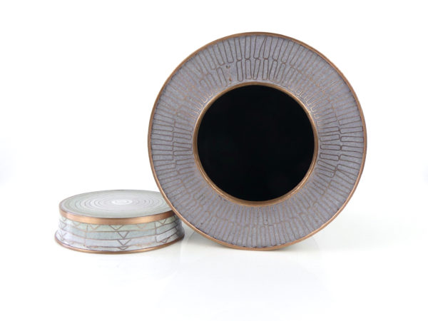 Pot à thé en cloisonné bambou vert de gris (ouvert)
