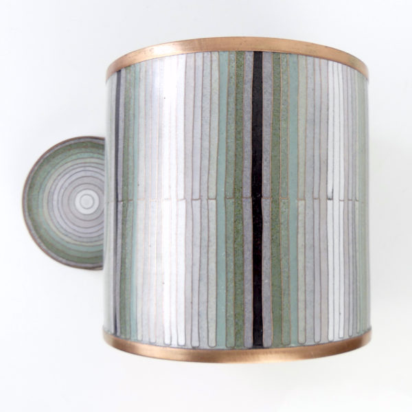 Pot à thé en cloisonné bambou vert de gris (dessus)