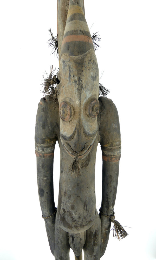 Grand cimier sawos polychrome ancêtre et crocodile à tête d'oiseau (détail face)
