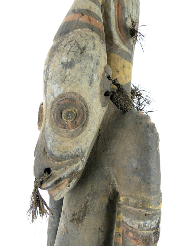Grand cimier sawos polychrome ancêtre et crocodile à tête d'oiseau (détail tête)