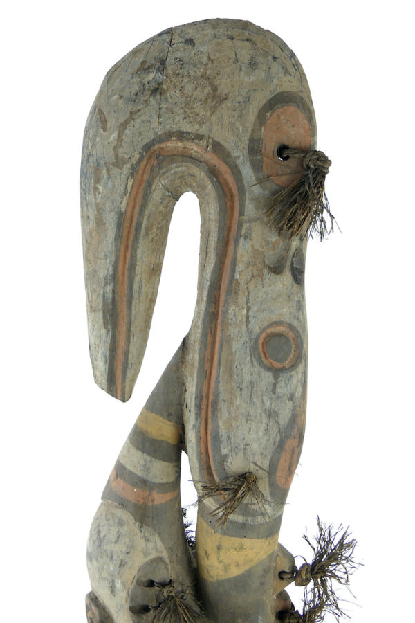 Grand cimier sawos polychrome ancêtre et crocodile à tête d'oiseau (détail tête)