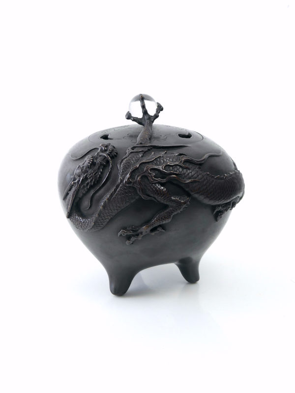 Encensoir dragon en bronze Meiji (face)