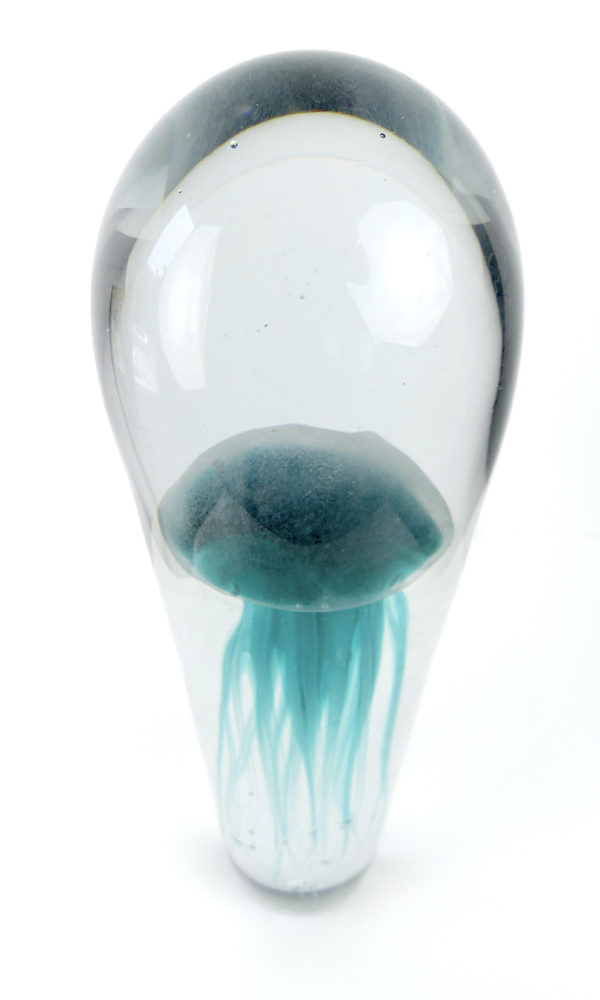 Grande sulfure bleu turquoise méduse fossilisée en verre (dessus 3/4)