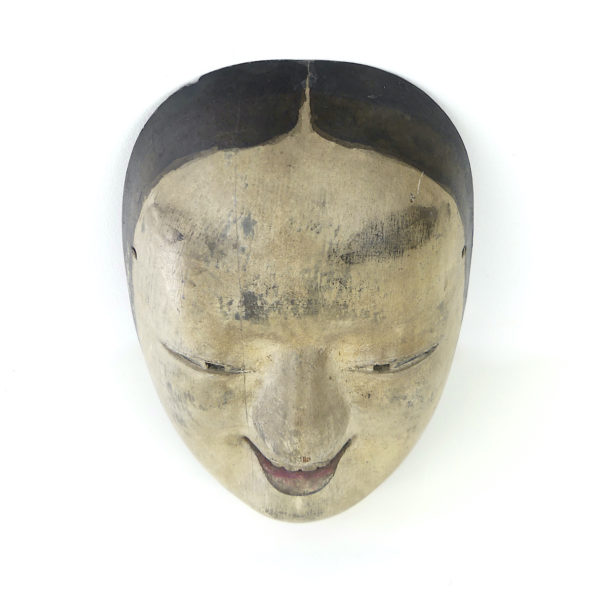 Masque zō-onna ko-omote en bois Taishō (dessus)