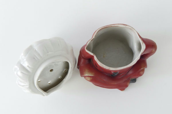 Ancien presse citron Clown complet en porcelaine et biscuit (dessus ouvert)