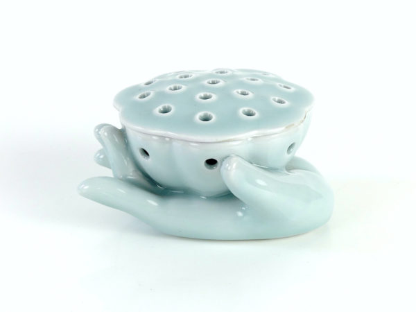 Encensoir chinois en porcelaine gousse de lotus (profil)
