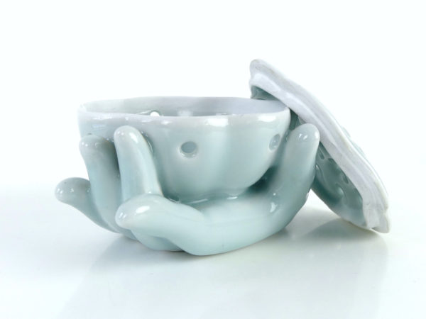 Encensoir chinois en porcelaine gousse de lotus (3/4 ouvert)