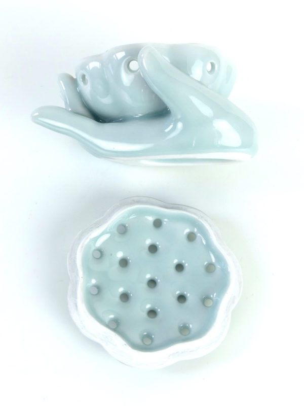 Encensoir chinois en porcelaine gousse de lotus (ouvert)